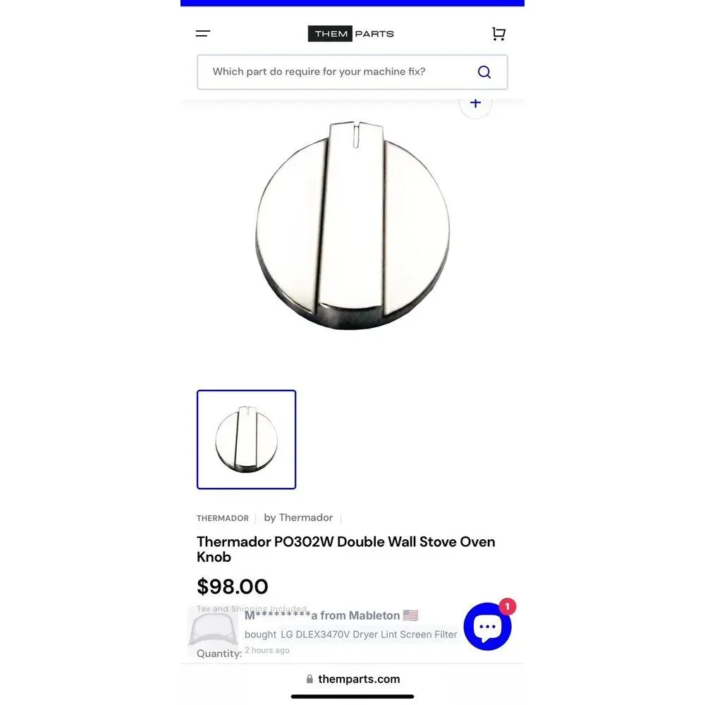 Thermador Pro Series Double Wall Oven Knobs  PO302W Replacement Part Set‎ Of 4